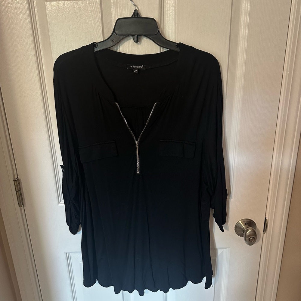 Black Zipper Blouse